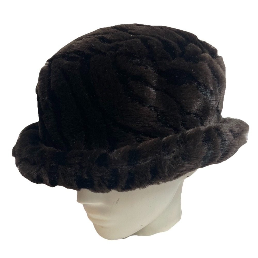 Faux Fur Russian Cossack Bucket Hat Women's One Size Dark Brown